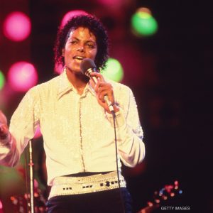 Michael Jackson performs on stage during the Jacksons Victory Tour in 1984.